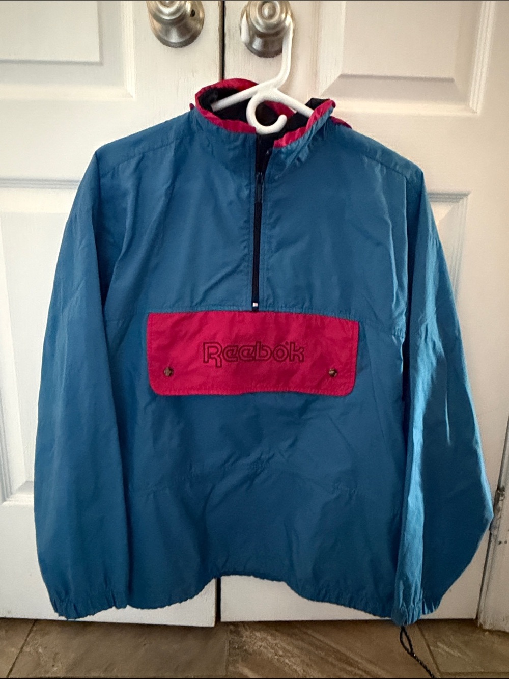 VINTAGE Reebok Teal and Red Pullover Windbreaker Jacket